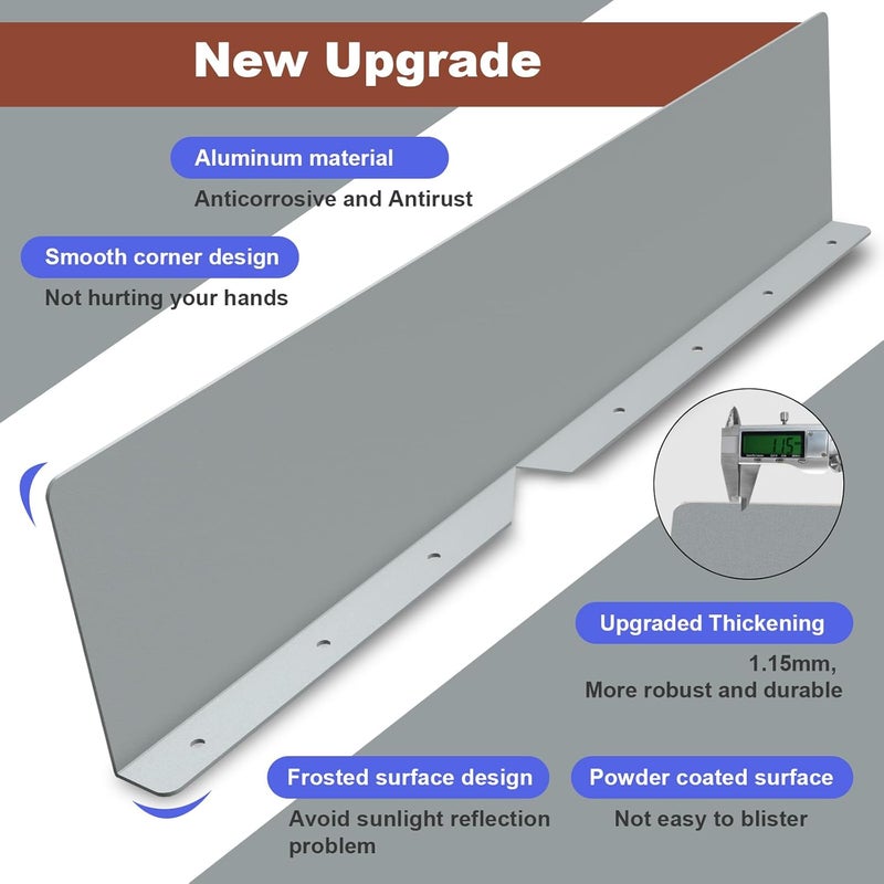 CAPHONT Rain Diverter Roofing Gutter Guards, 2 Pack 15.7 x 3.54 x 0.74 Inches Gutter Splash Guard Valley Downspout Roof Foldable Drip Guard for Corner House (Gray) - Image 3